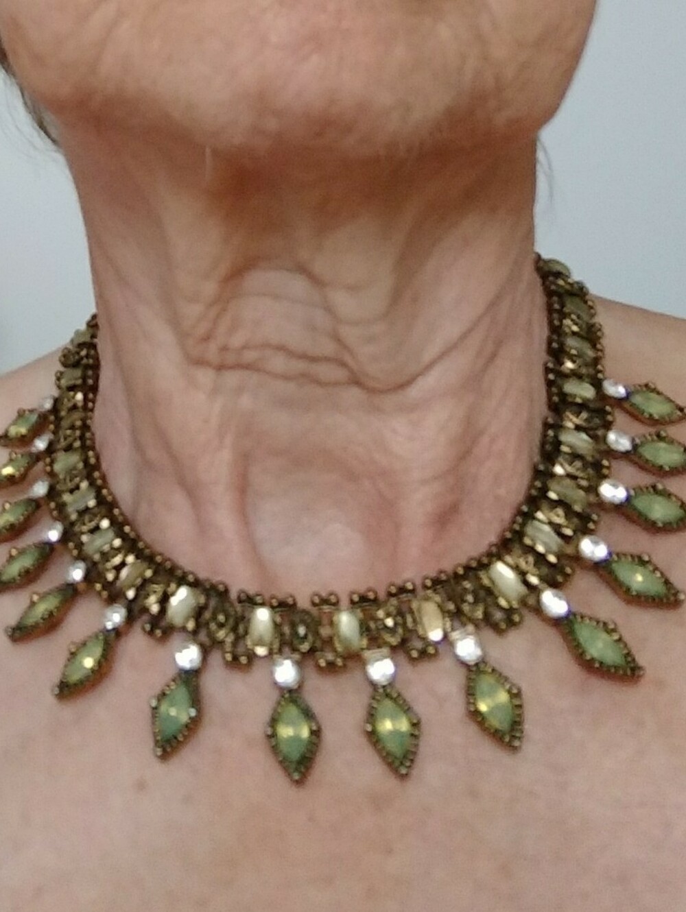 Vintage-Inspired Green Teardrop Statement Choker Necklace By Aldo